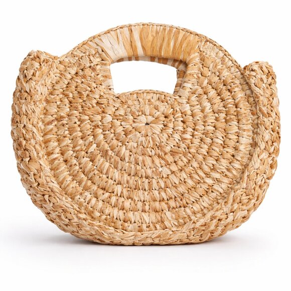 Urban Expressions Straw Woven Mini Top Handle Bag Natural Raffia Boho Summer Pur - Picture 2 of 9